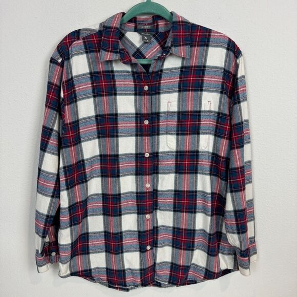 Eddie Bauer Boyfriend Fit Plaid Flannel Shirt M - Picture 1 of 8